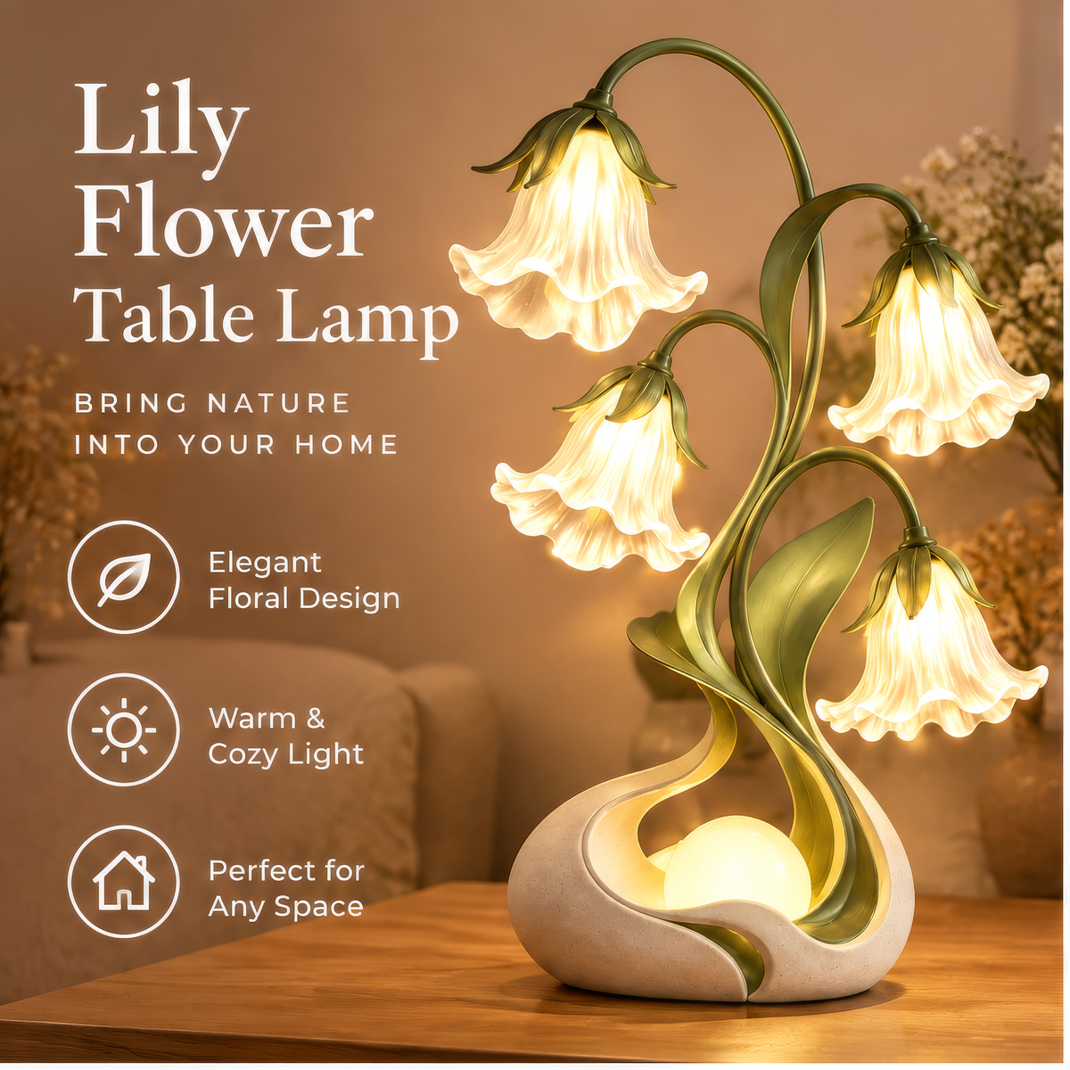 JORVYNOY® Lily Cascade Botanical Table Lamp