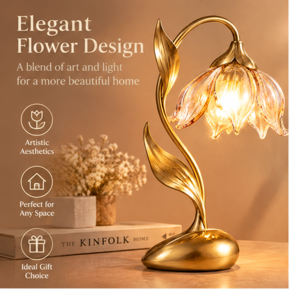 JORVYNOY® Golden Blossom Glass Table Lamp