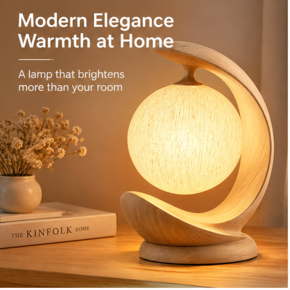JORVYNOY® Crescent Haven Wooden Table Lamp