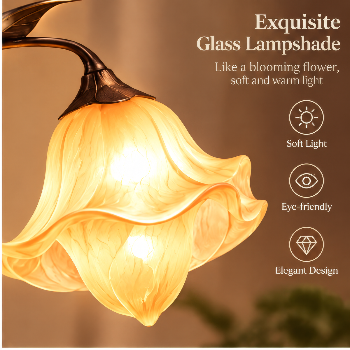 JORVYNOY® Amber Bloom USB Table Lamp