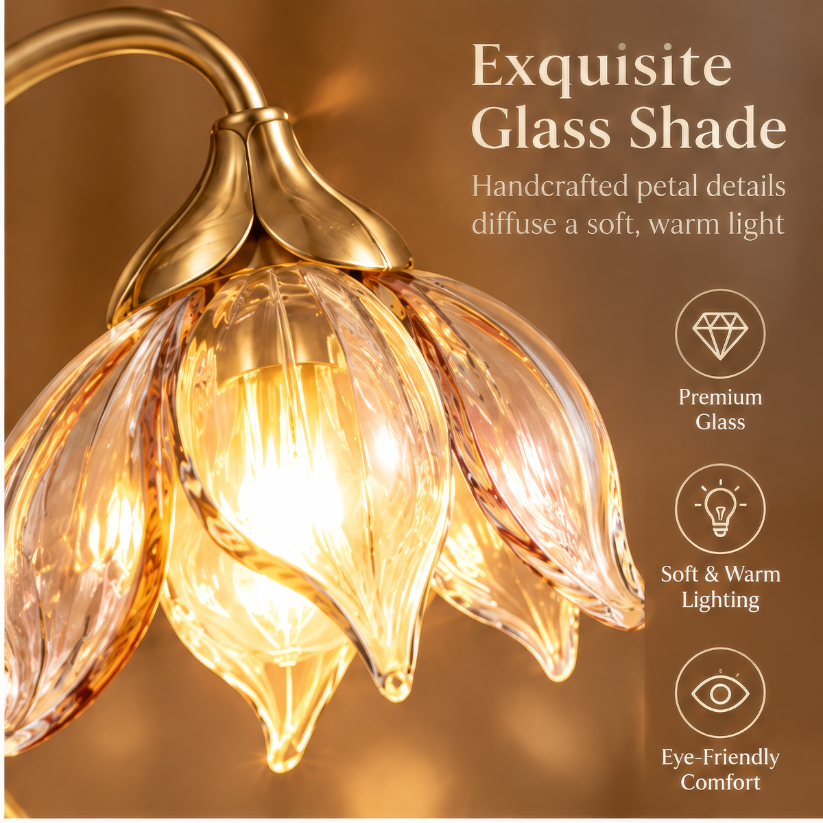 JORVYNOY® Golden Blossom Glass Table Lamp