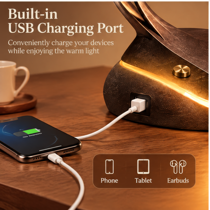 JORVYNOY® Amber Bloom USB Table Lamp