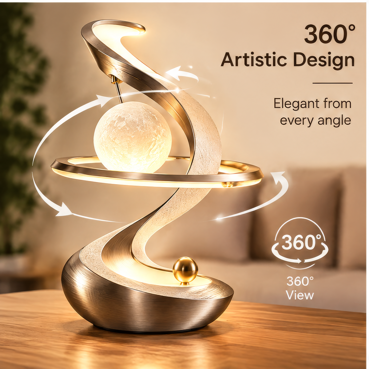 JORVYNOY® Lunar Orbit Sculptural Table Lamp