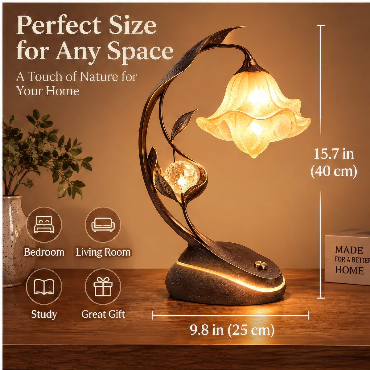 JORVYNOY® Amber Bloom USB Table Lamp