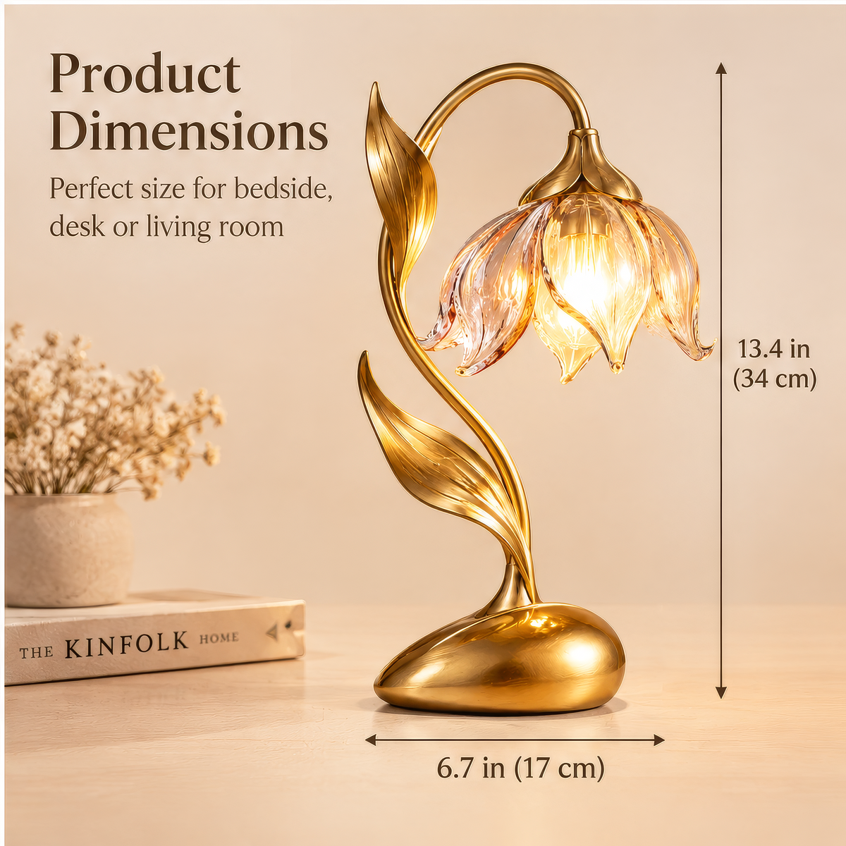 JORVYNOY® Golden Blossom Glass Table Lamp