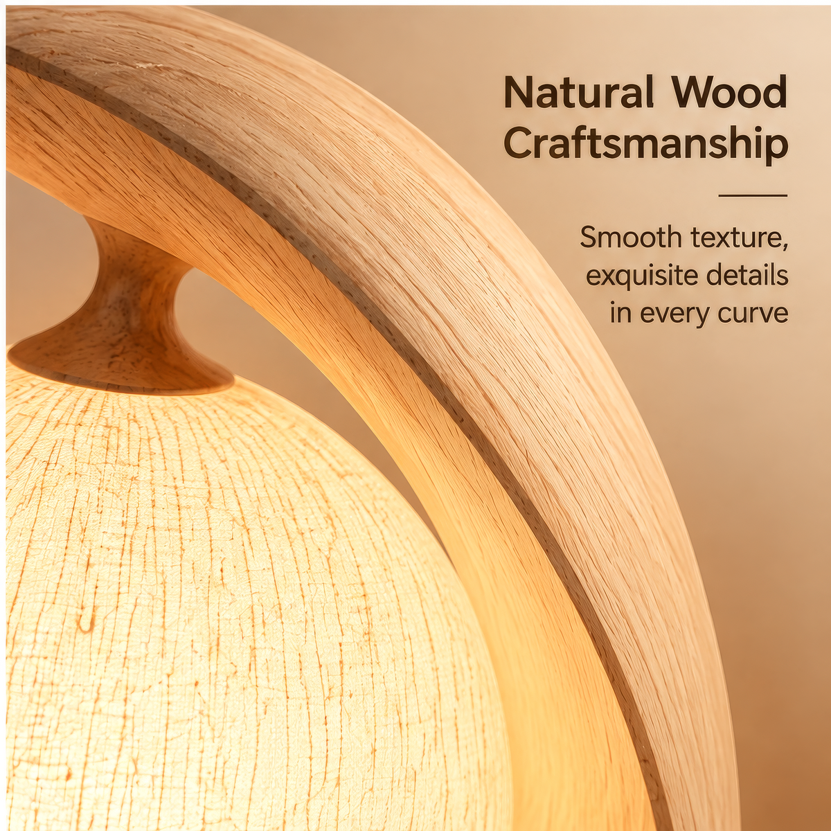 JORVYNOY® Crescent Haven Wooden Table Lamp